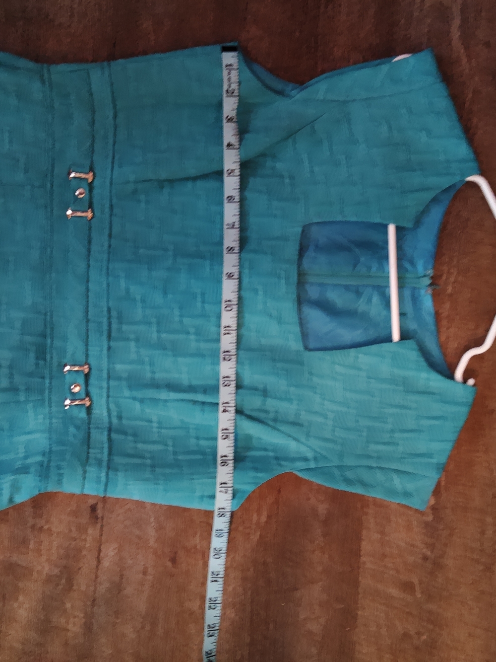 Teal Cap-Sleeve Sheath Dress - Elegant Women's Day Dress - Picture 4 of 5